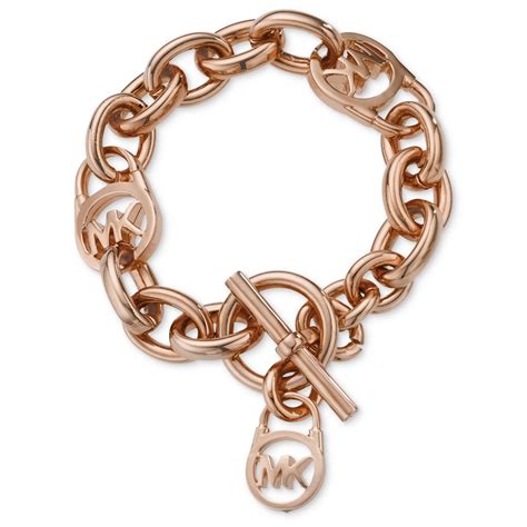 michael kors rose gold tone padlock toggle bracelet|Rose Gold.